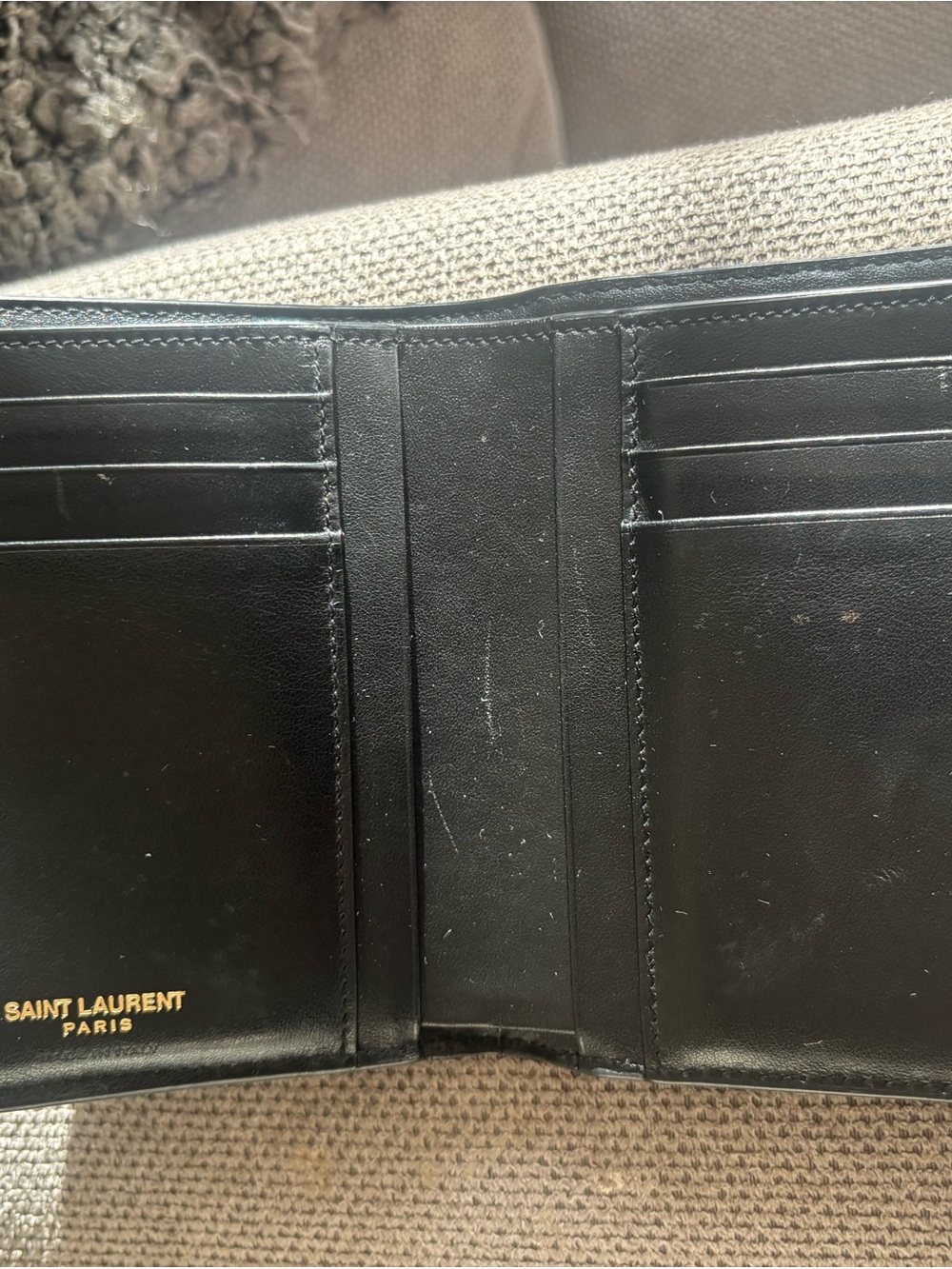 Saint Laurent Black Croc-Embossed Card Wallet with Gold YSL Hardware - Picture 6 of 6